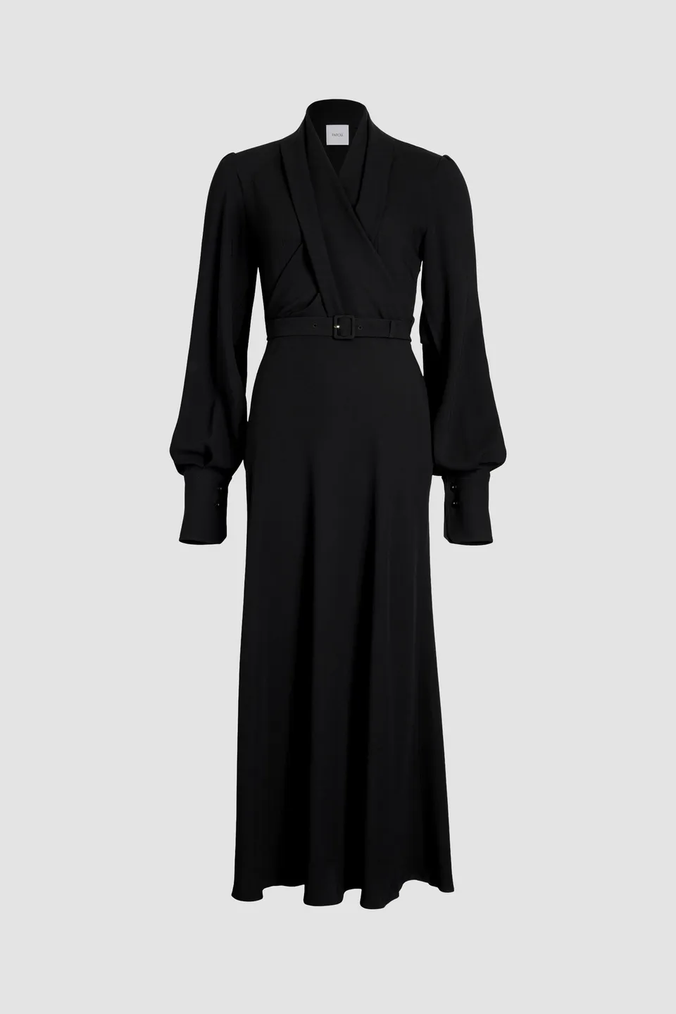 Patou H24DR1450193999B robe maxi noire crêpe ceinture