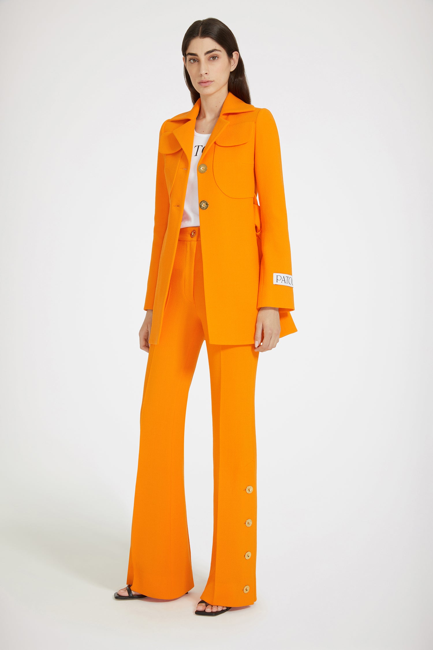 Patou TR038 pantalon flare laine orange Bright