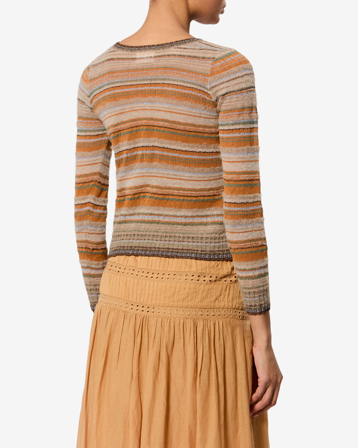 Isabel Marant Frederica pull beige lin rayé ajusté