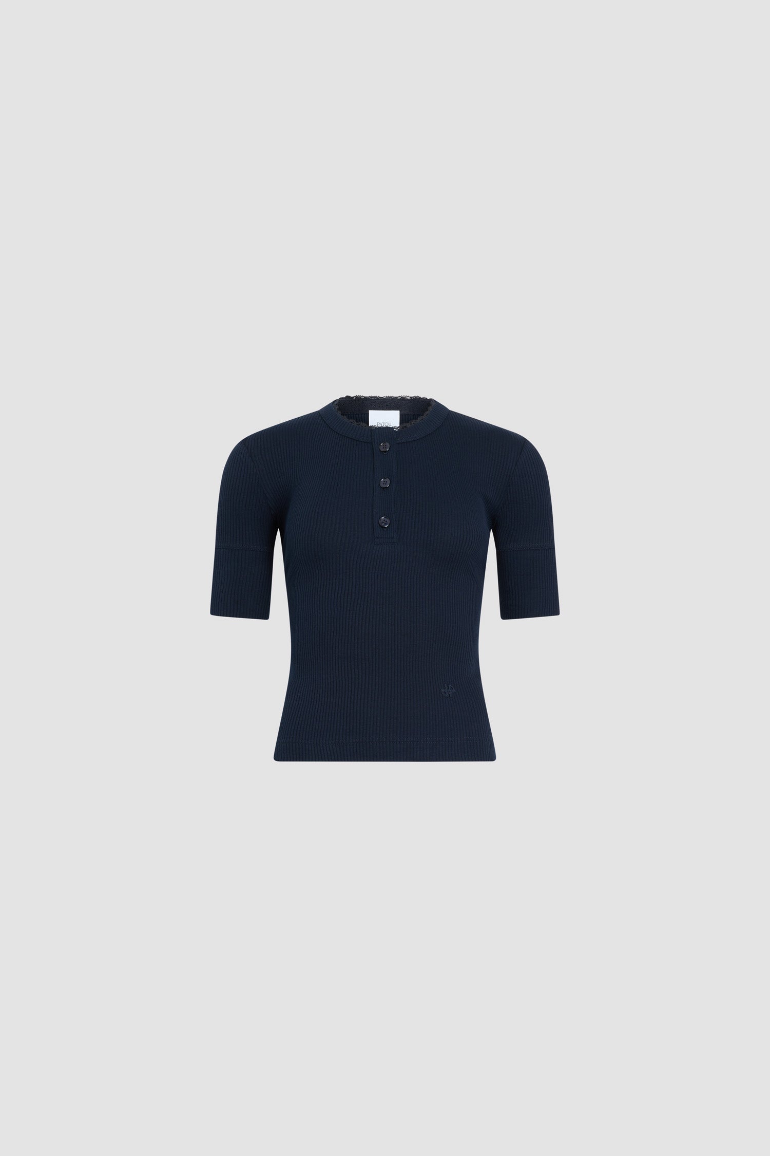 Patou JE250 T-shirt coton bio bleu boutonné
