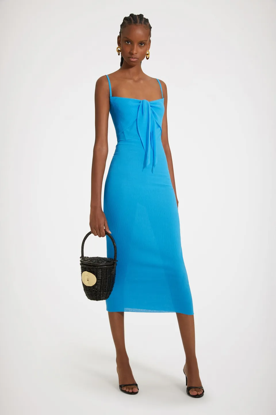 Patou DR1130135628B robe midi coton bio bleu Blue Jewel