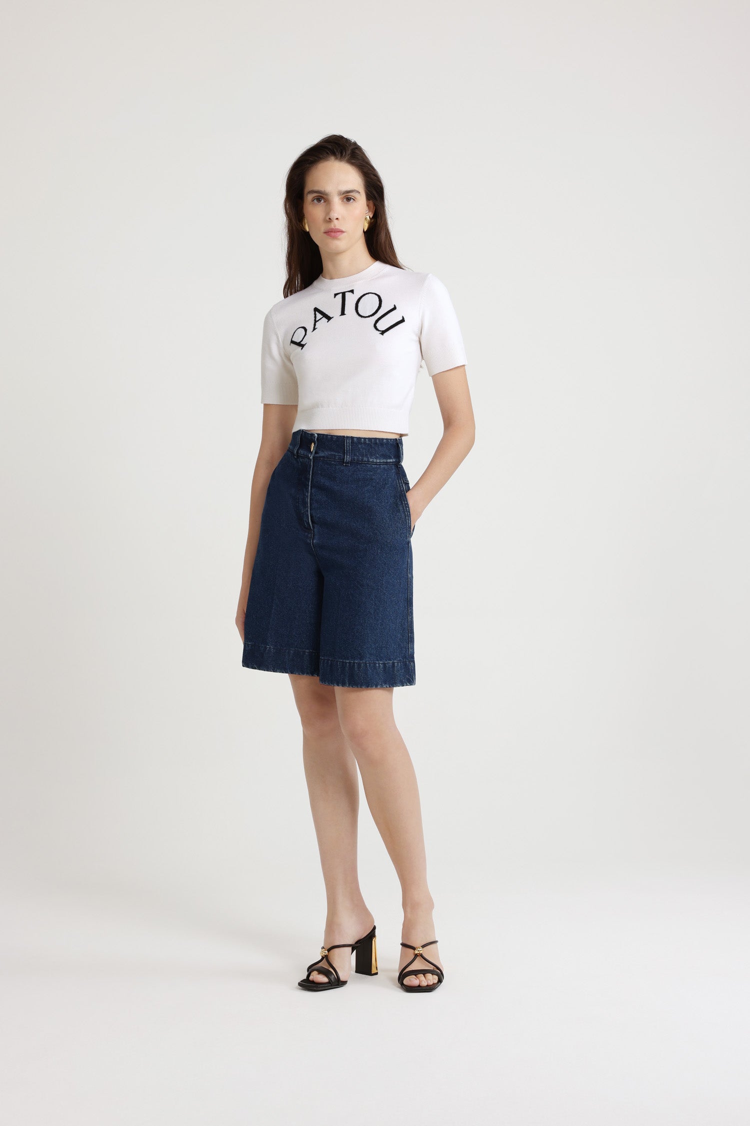 Patou Knitwear top KN222 P25KN222 cropped blanc laine