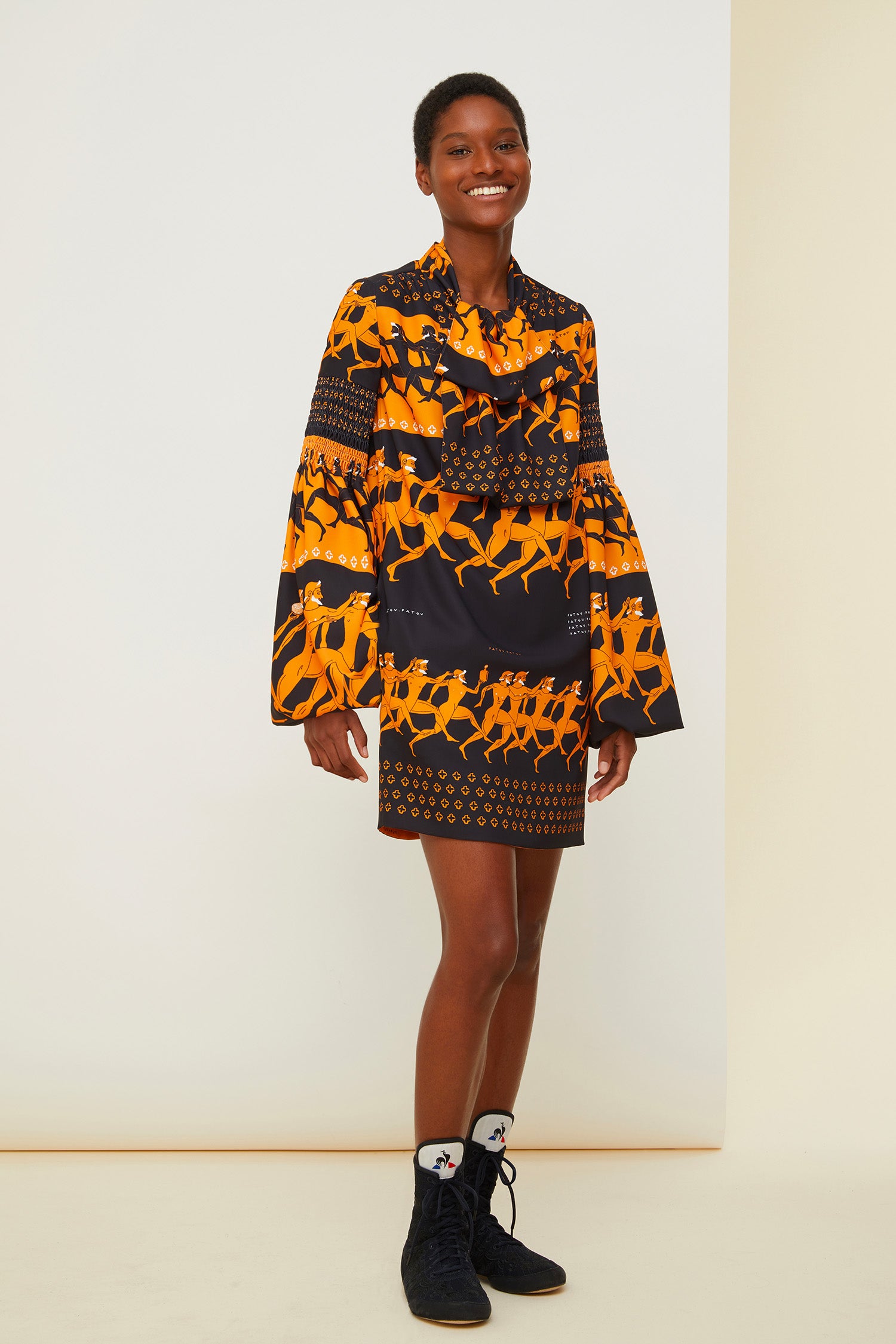Patou DR011 Robe mini cady imprimé lavallière