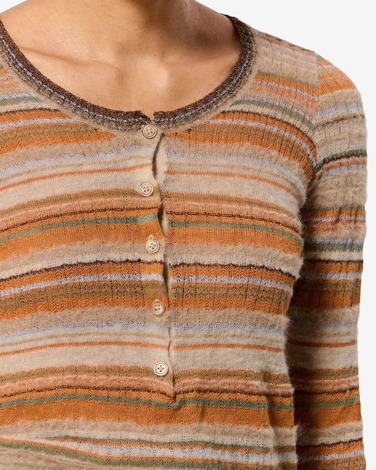 Isabel Marant Frederica pull beige lin rayé ajusté
