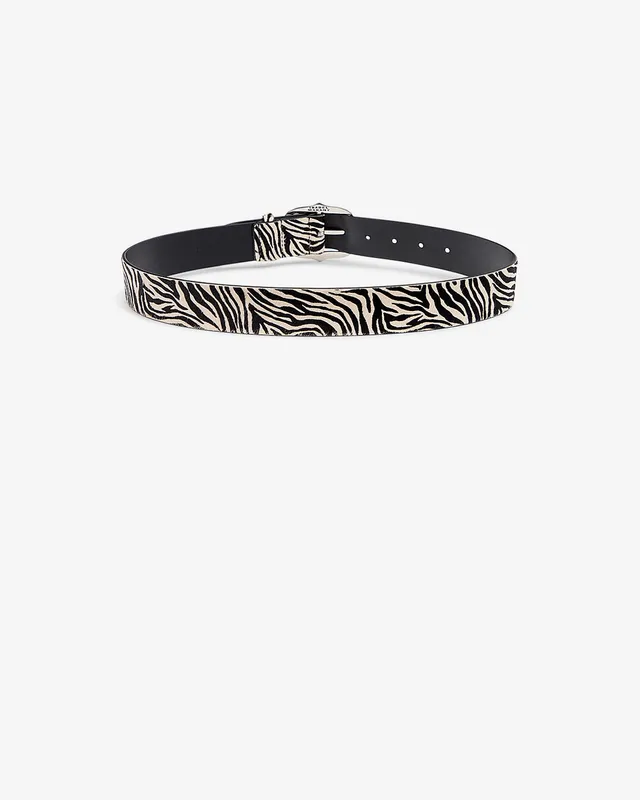 Isabel Marant Lapae ceinture cuir zèbre léopard 3,7 cm