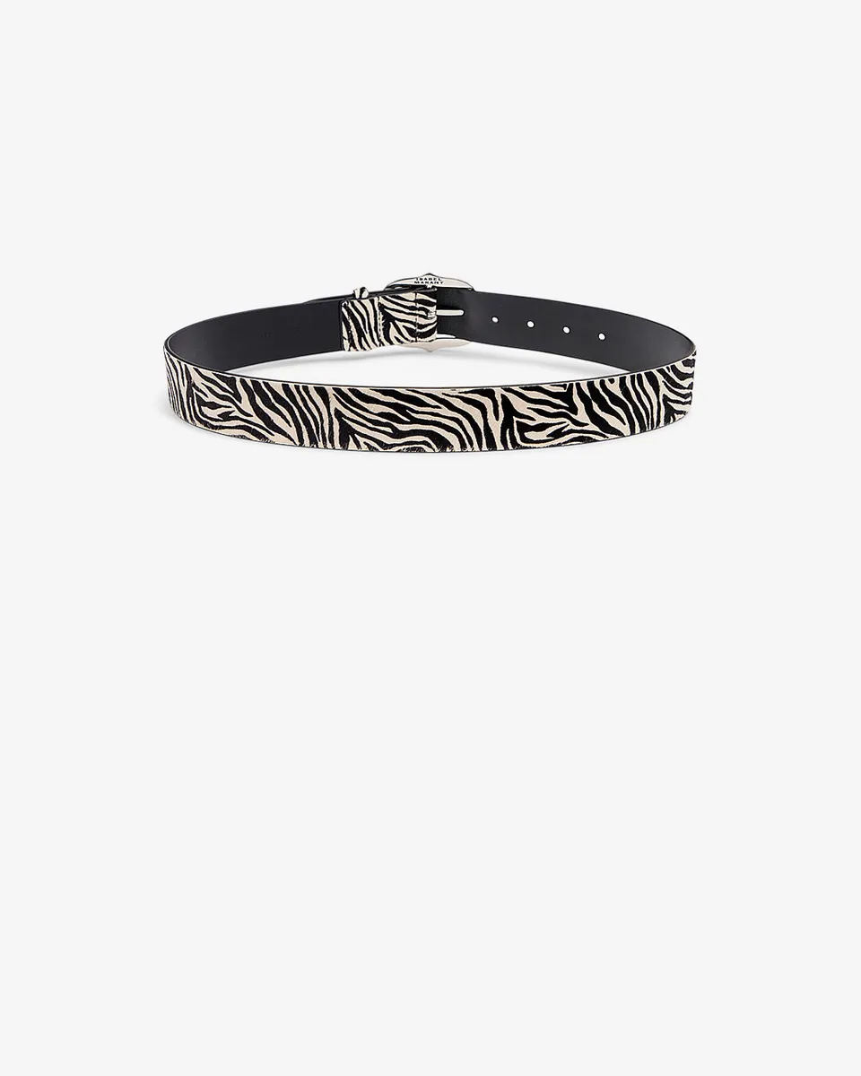 Isabel Marant Lapae ceinture cuir zèbre léopard 3,7 cm
