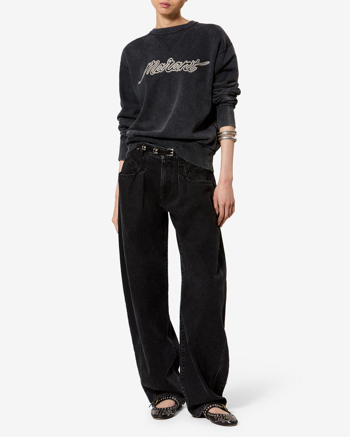 Isabel Marant Rise SW0061 sweat coton noir délavé