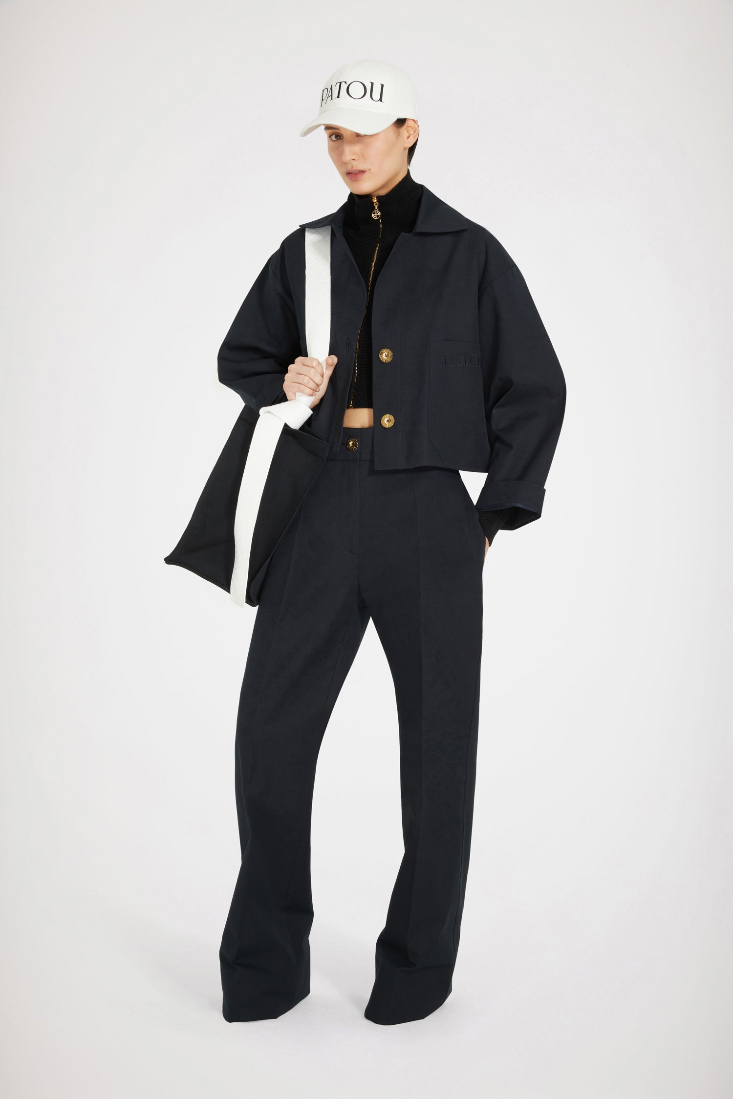 Patou H22OU0140124698N veste courte coton Night Blue