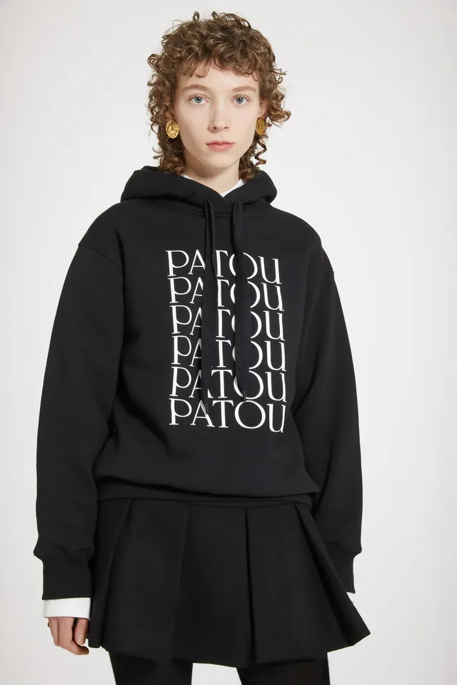 Patou H23JE0939995999B sweat à capuche noir coton bio