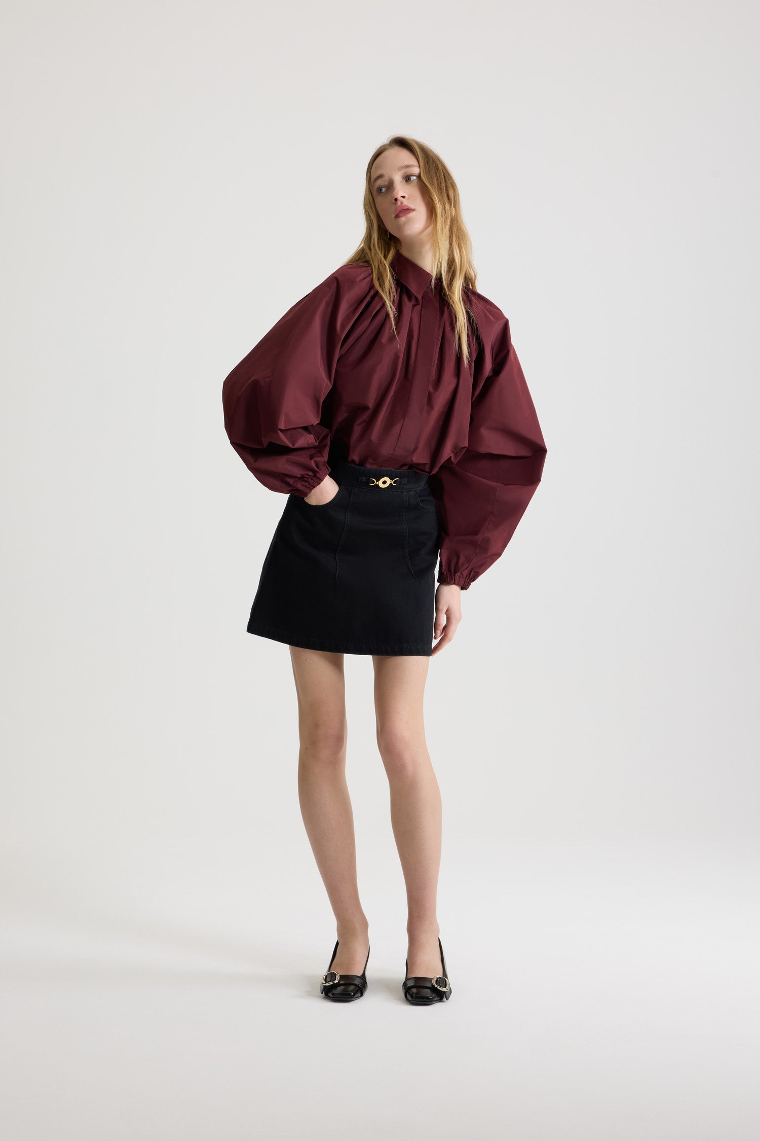 Patou Bubble blouse faille recyclée Vignola bordeaux