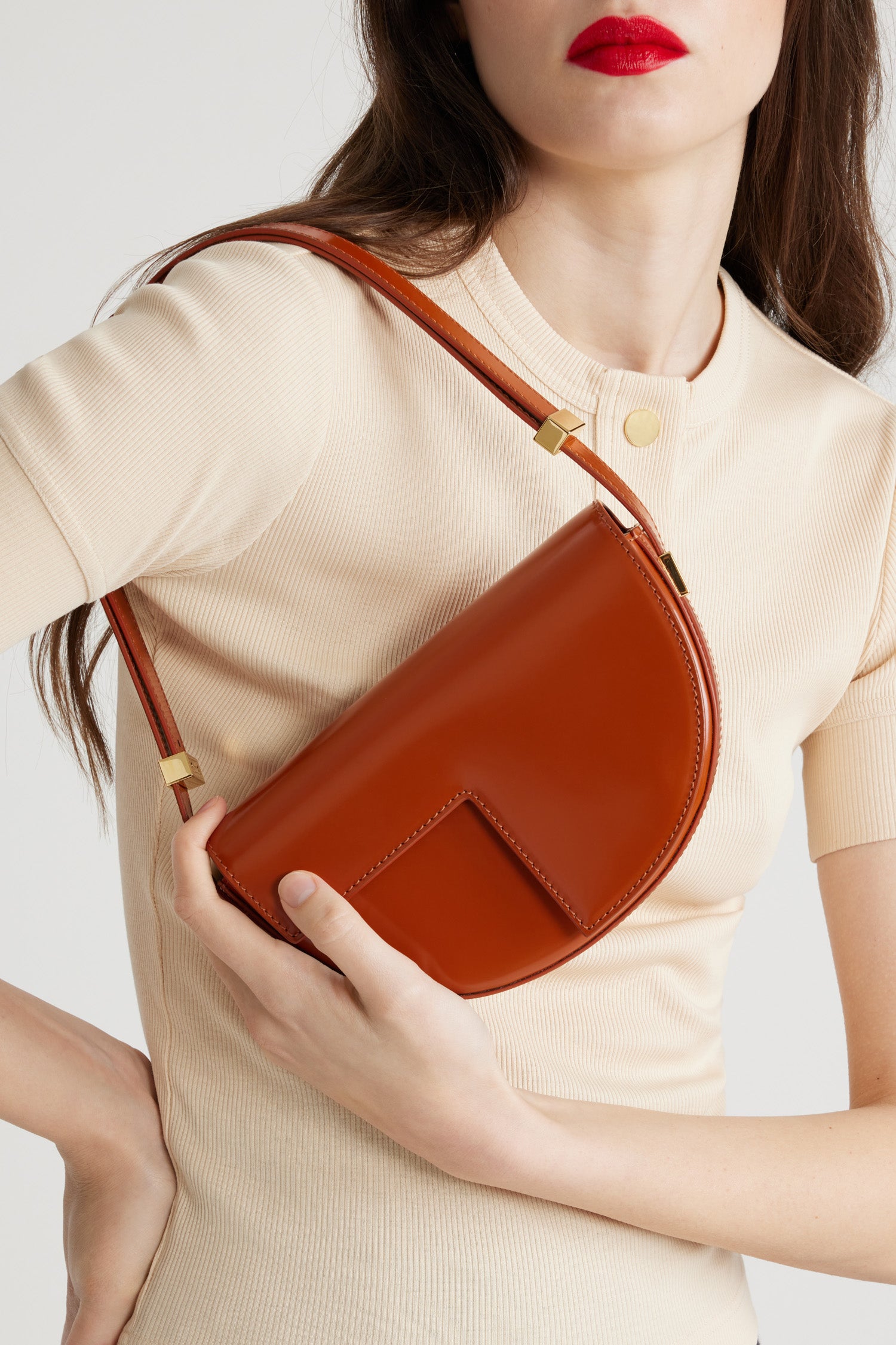 Patou Le Petit Patou sac cuir marron Autumn Leaf TU
