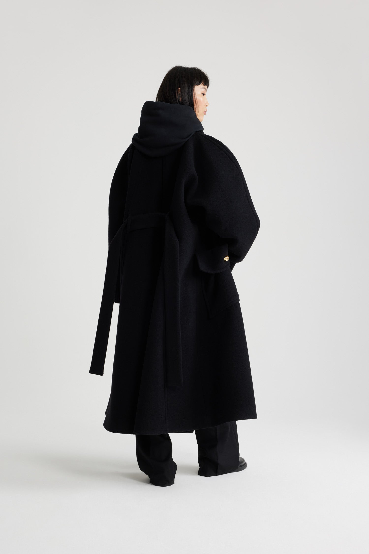 Patou Coats manteau CO022 noir laine cachemire oversize