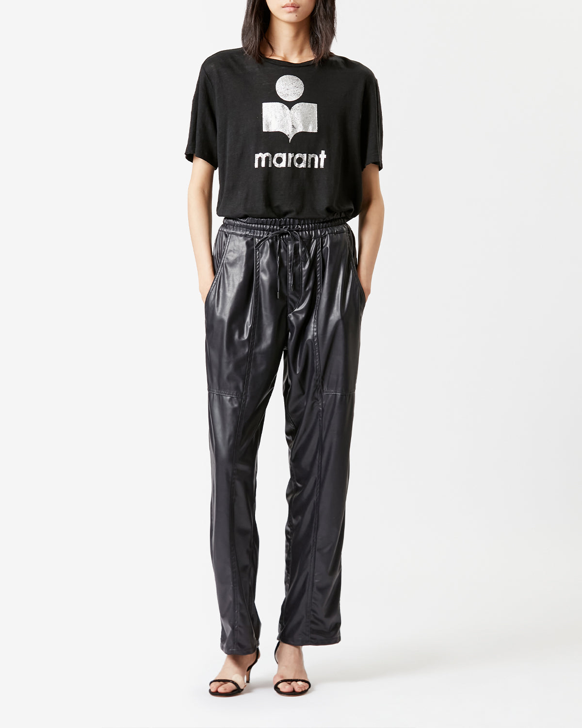 Isabel Marant Zewel TS0001FA T-shirt lin noir logo