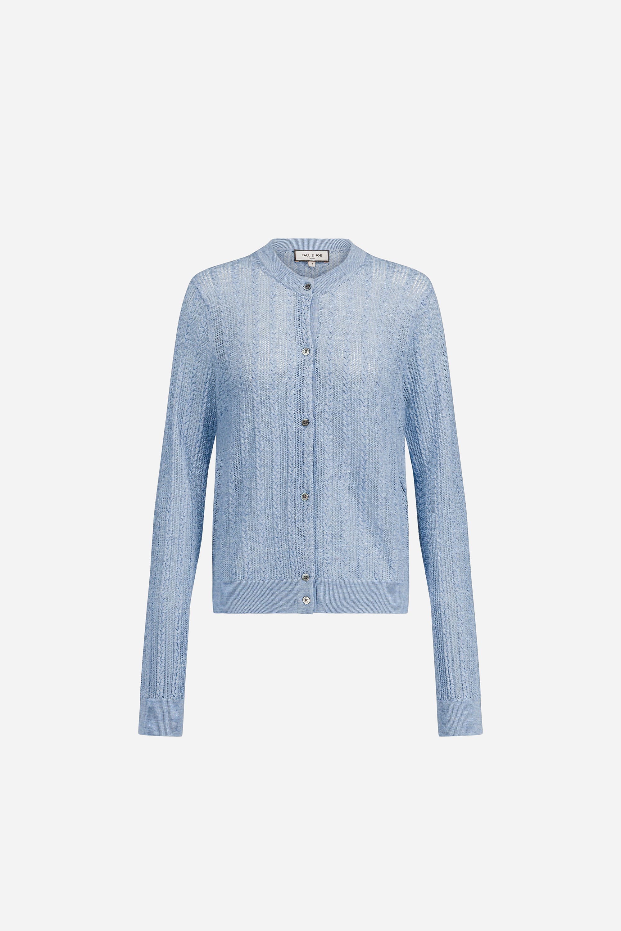 Paul & Joe Junon cardigan laine mérinos marine pointelle