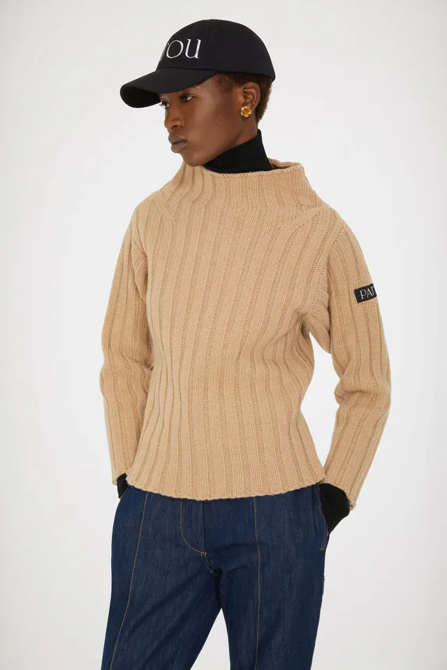 Patou Knitwear H22KN088 pull laine cachemire biscuit