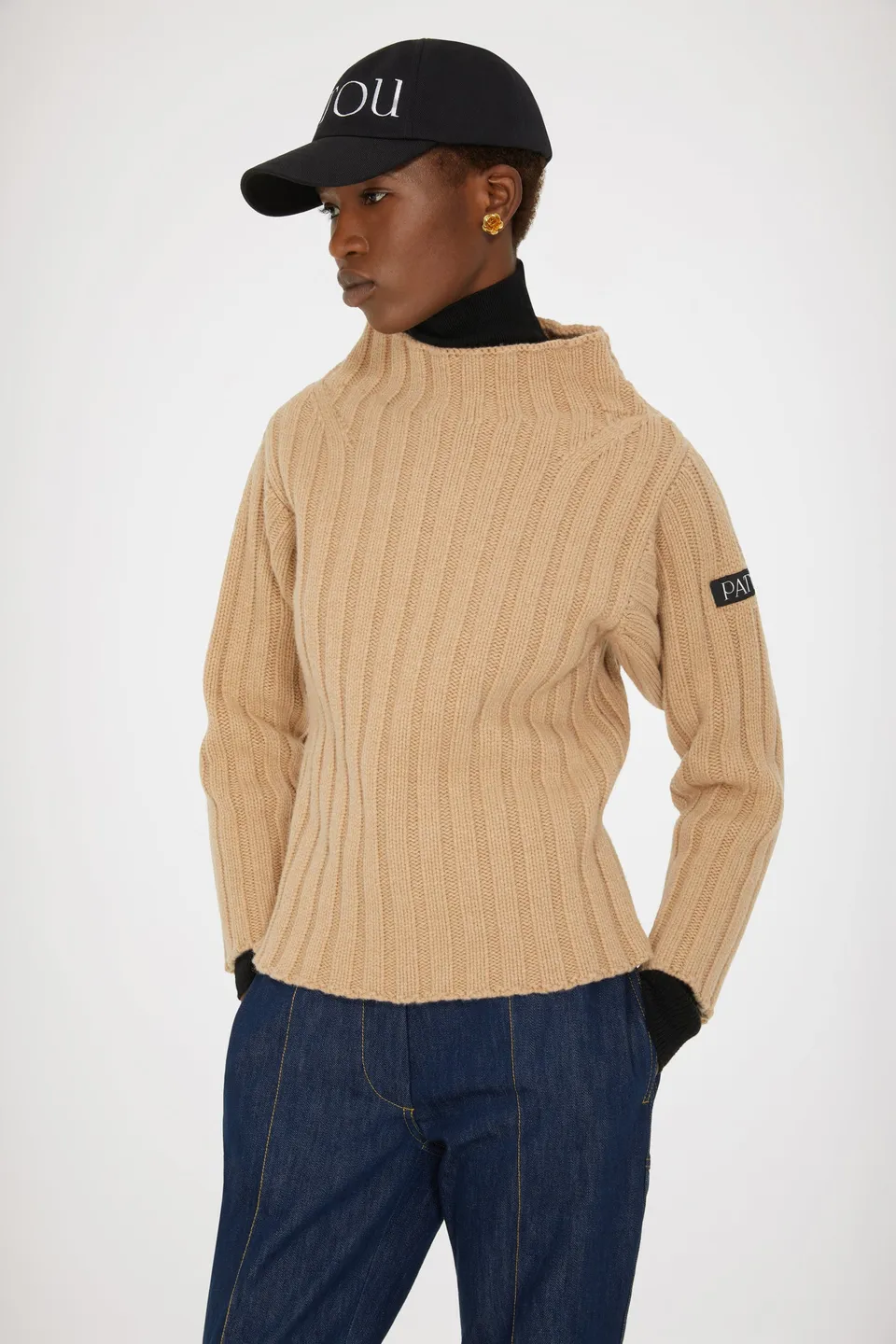 Patou Knitwear H22KN088 pull laine cachemire biscuit