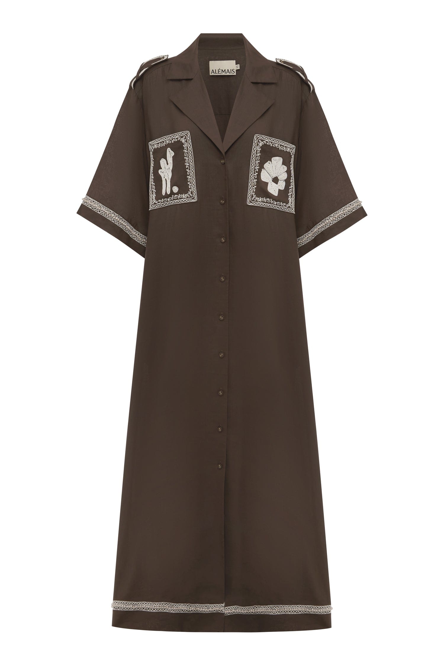 Alemäis Leandra Corded robe chemise ramie brodée