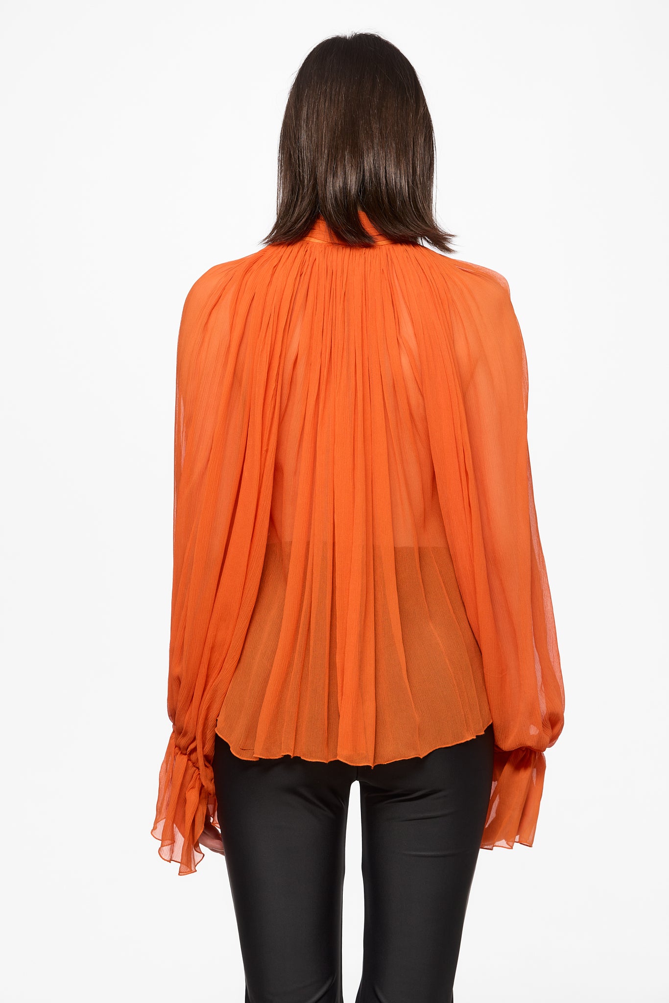 ATU Body Couture chemisier soie orange foulard chiffon