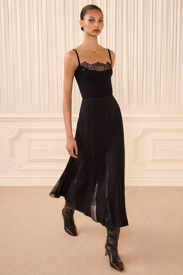 Ulla Johnson Elia jupe midi Noir plissée viscose