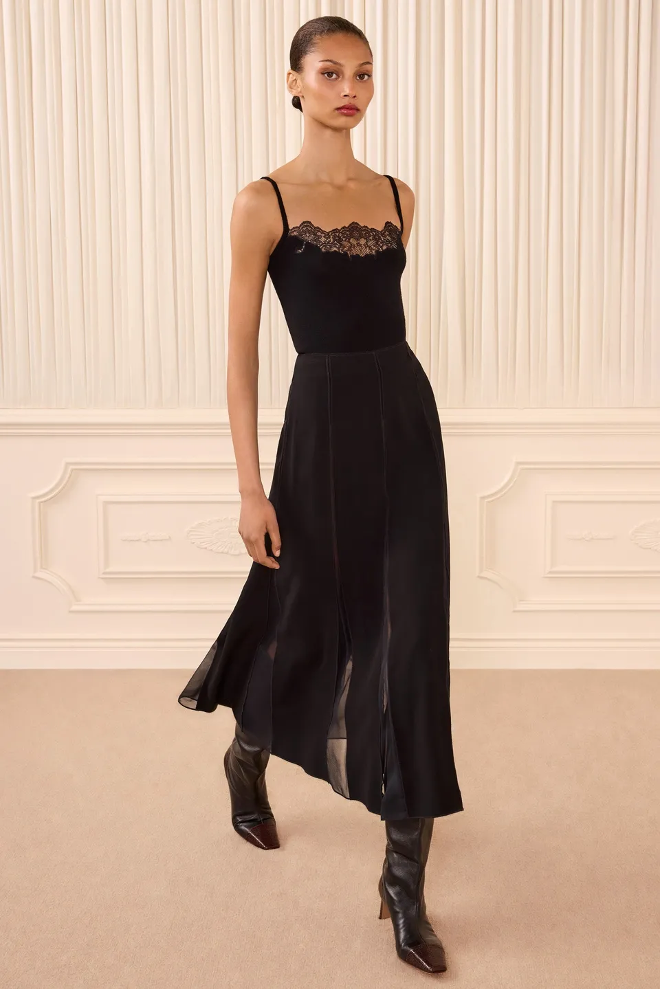 Ulla Johnson Elia jupe midi Noir plissée viscose