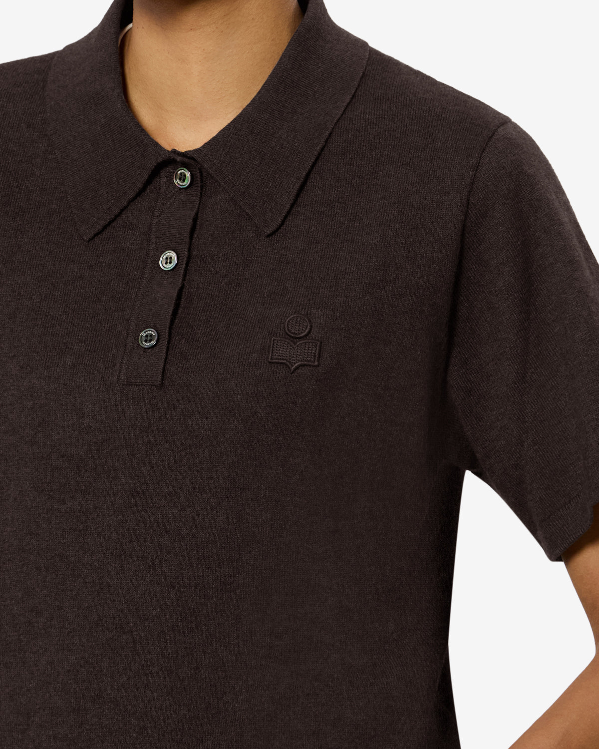 Isabel Marant Althea pull polo chocolat coton laine