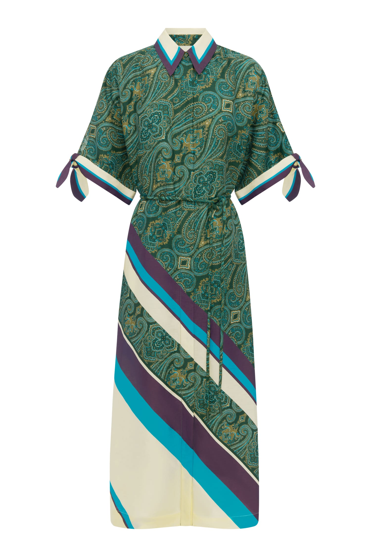 Alemais Joni robe chemise midi lin manches courtes