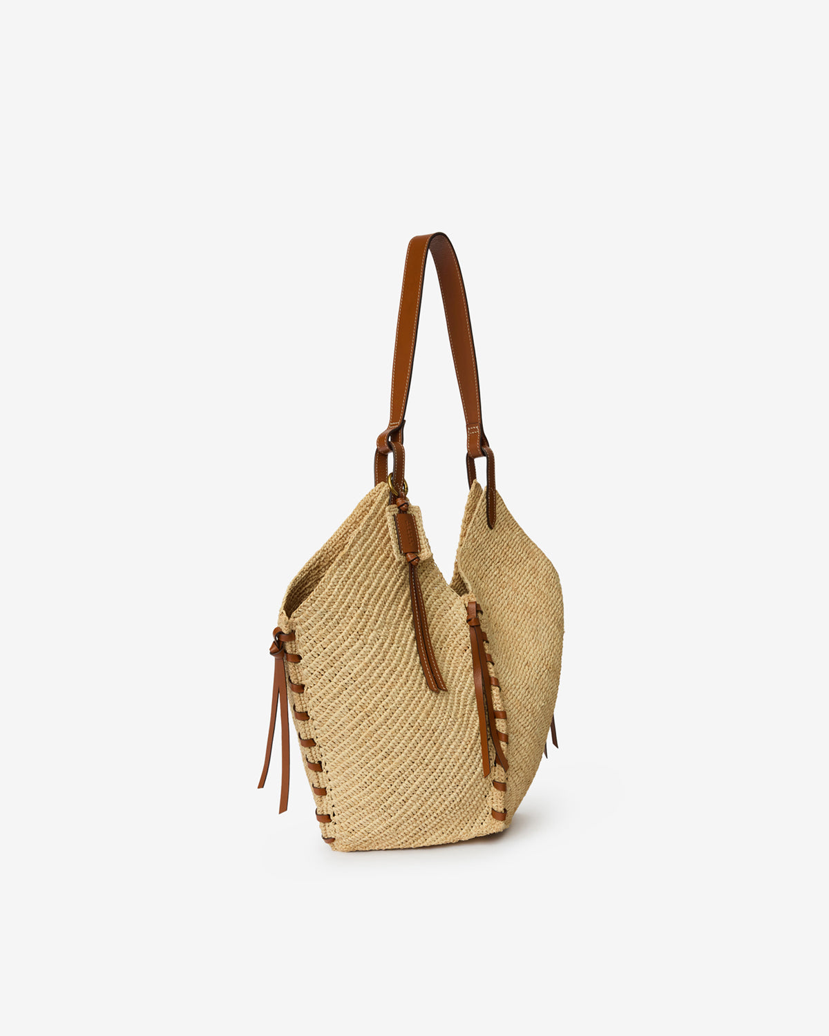 Isabel Marant Tampa sac raphia naturel-cognac 40 cm