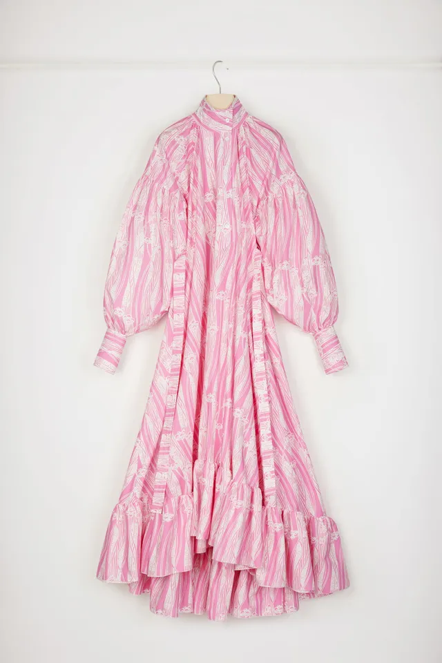 Patou DR107 Robe maxi coton bio rose imprimé