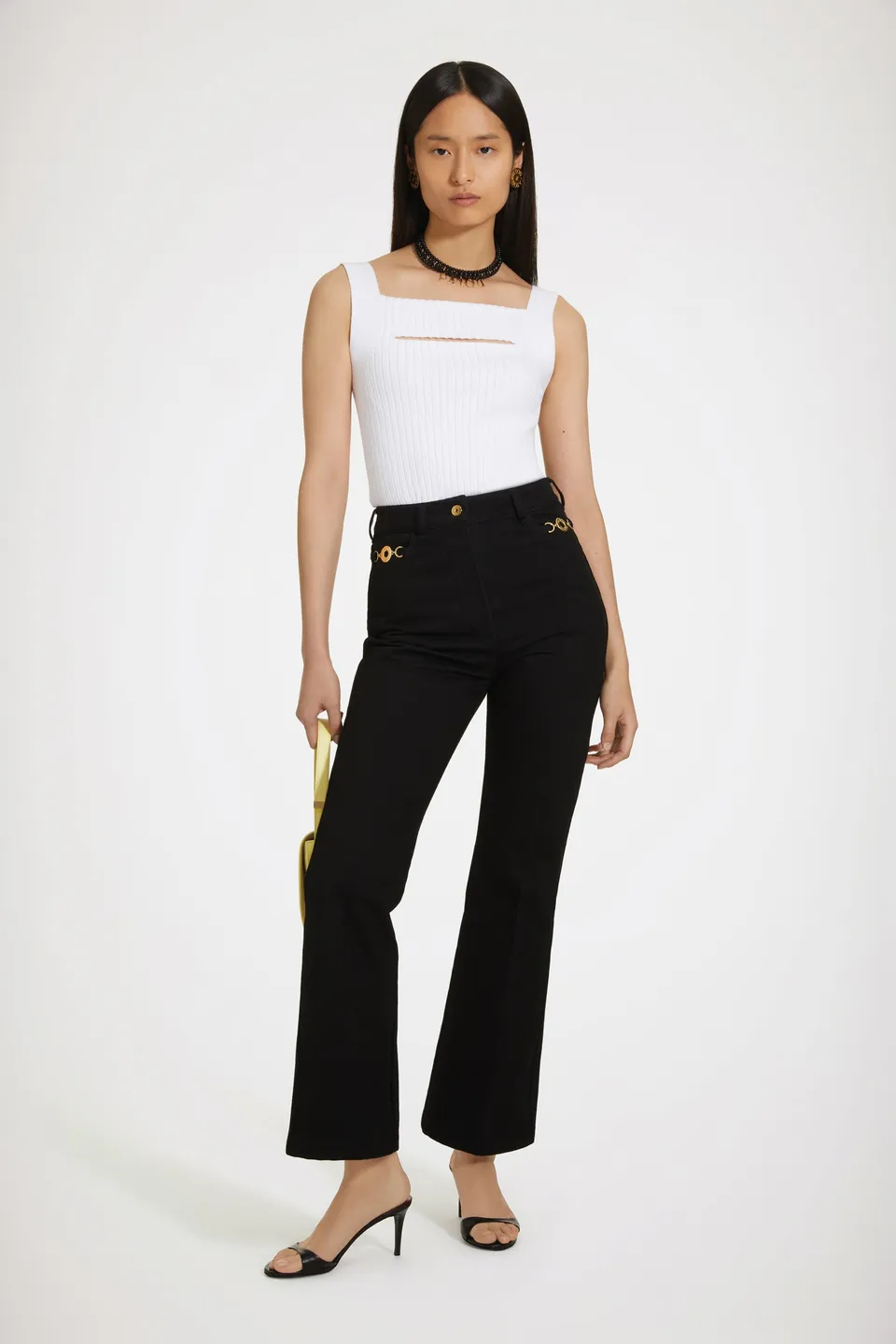 Patou Denim P23TR0300081999B pantalon flare noir coton bio