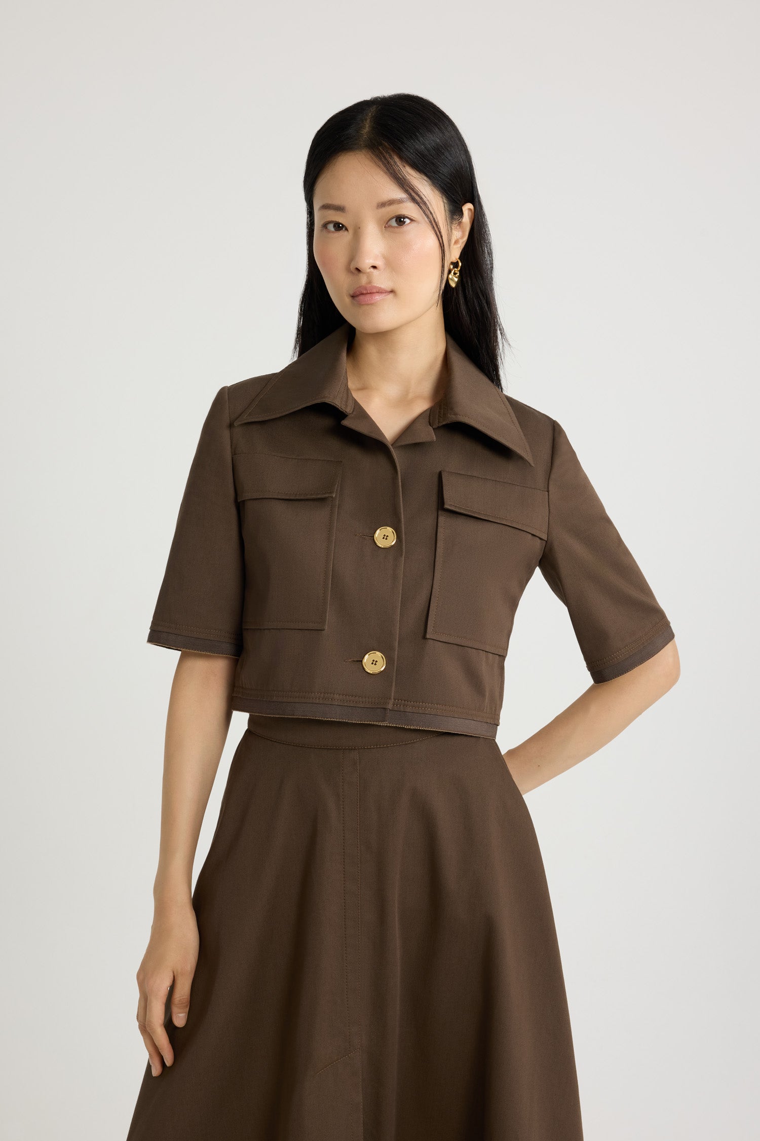 Patou JA048 veste coton marron 34-44 cropped