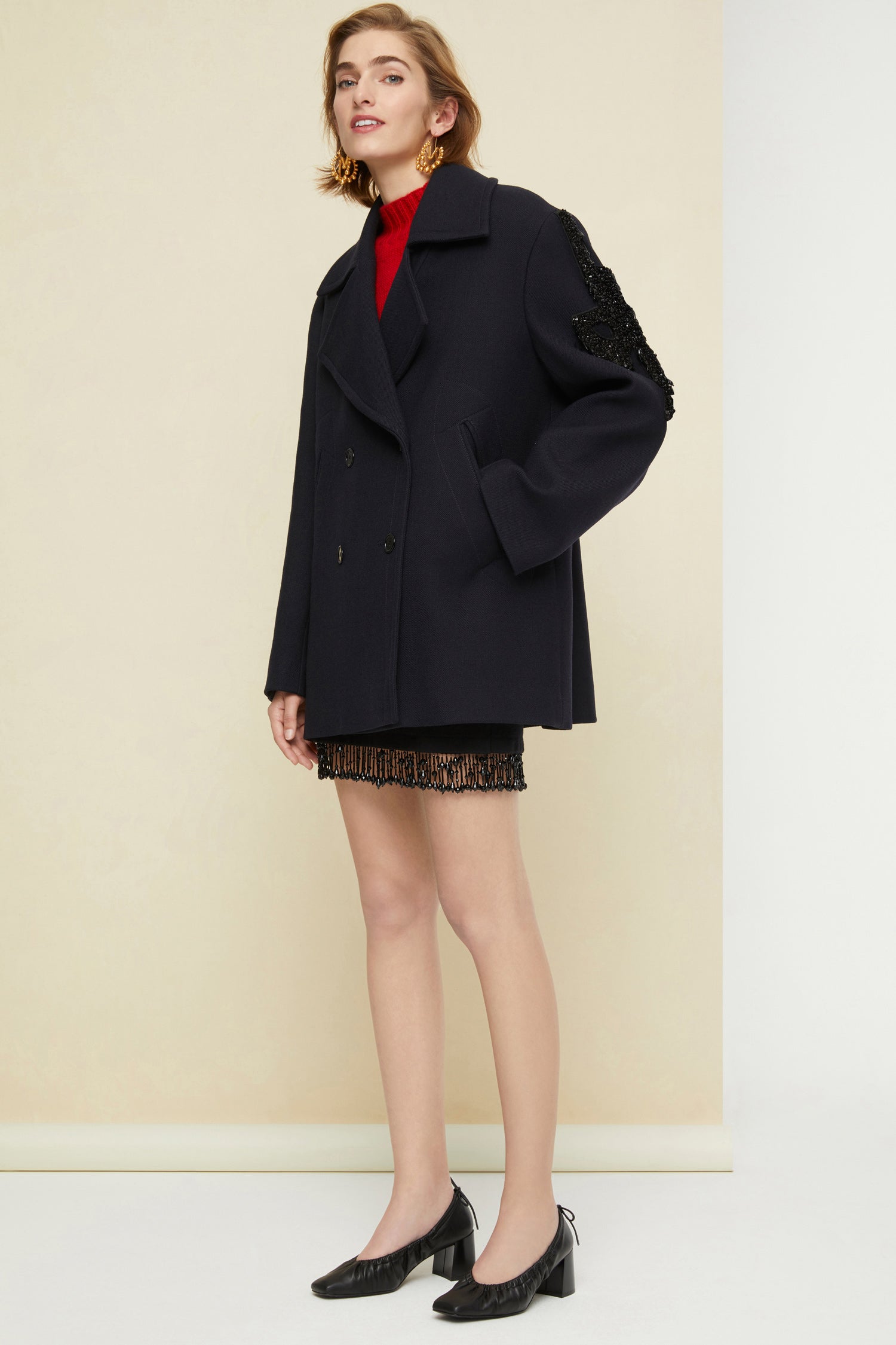 Patou KN032 minijupe laine noire taille XS perles