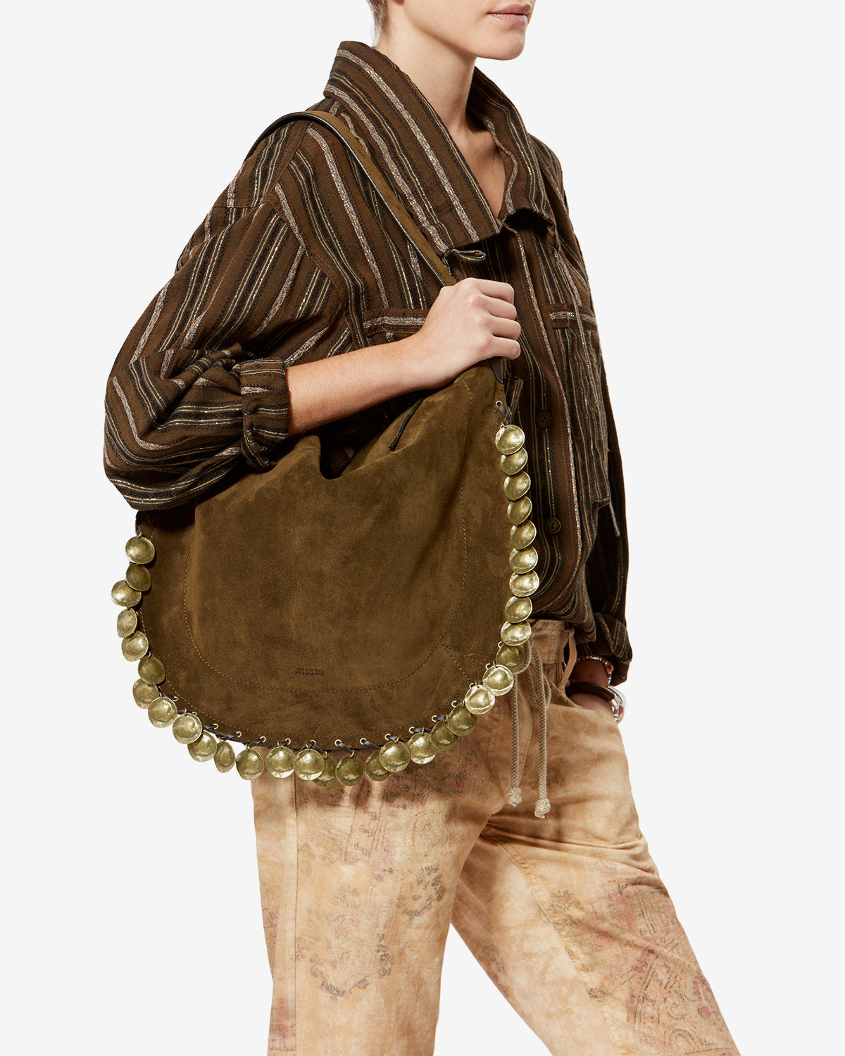 Isabel Marant Oskan Hobo Soft sac velours bronze