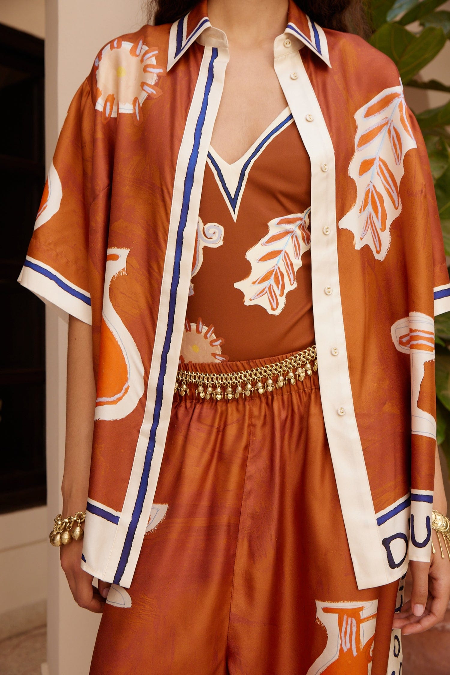 Alemäis Soleil d'Amour chemise soie imprimée manches