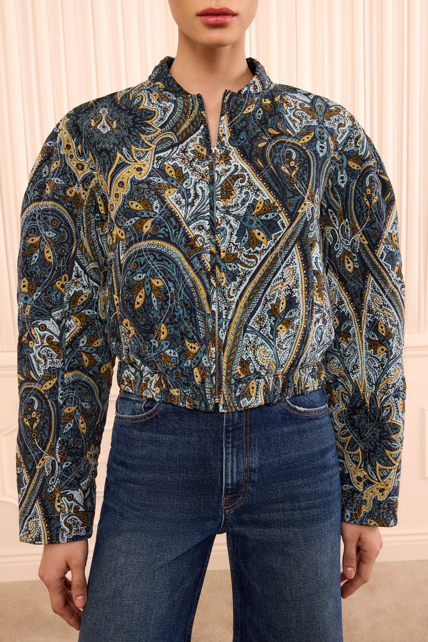 Ulla Johnson Yara FA260508 veste Prussian soie bomber