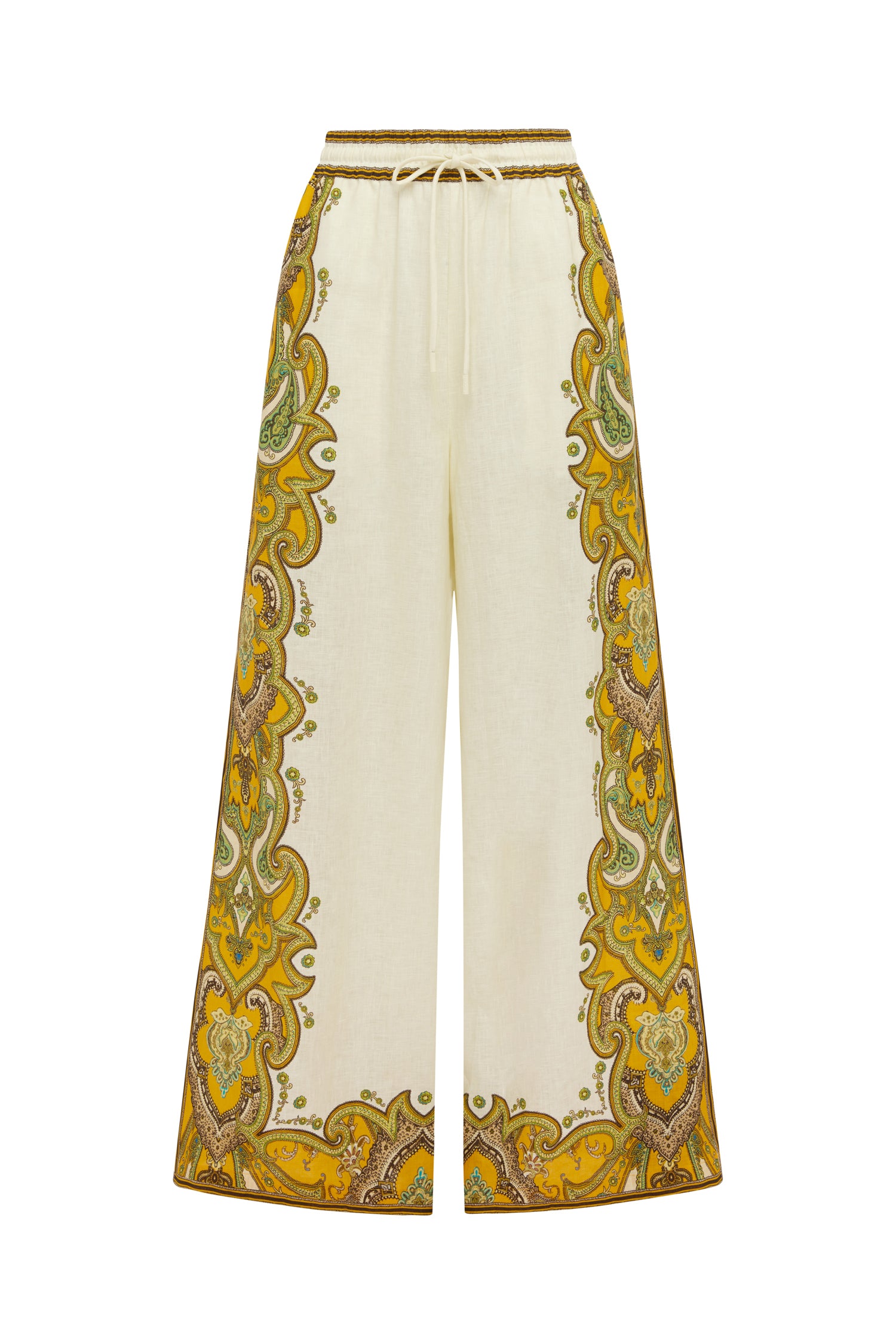 Alemäis Porter pantalon large lin imprimé paisley