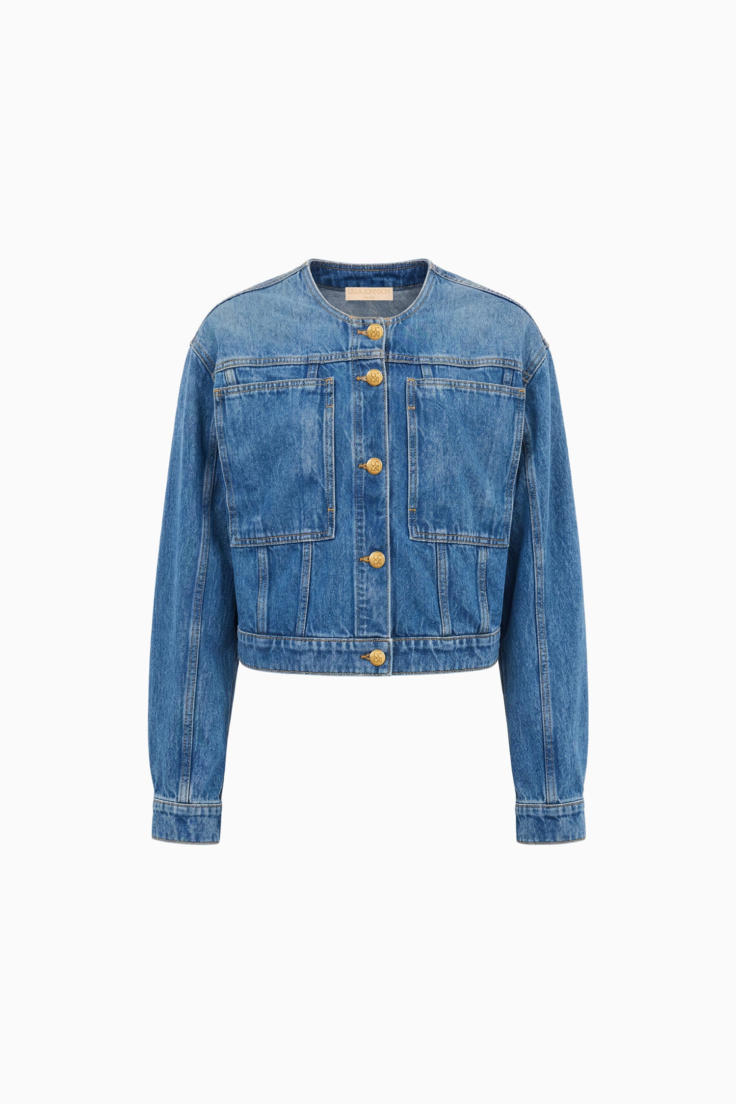 Ulla Johnson Briar veste jean Danube coton cropped sans col