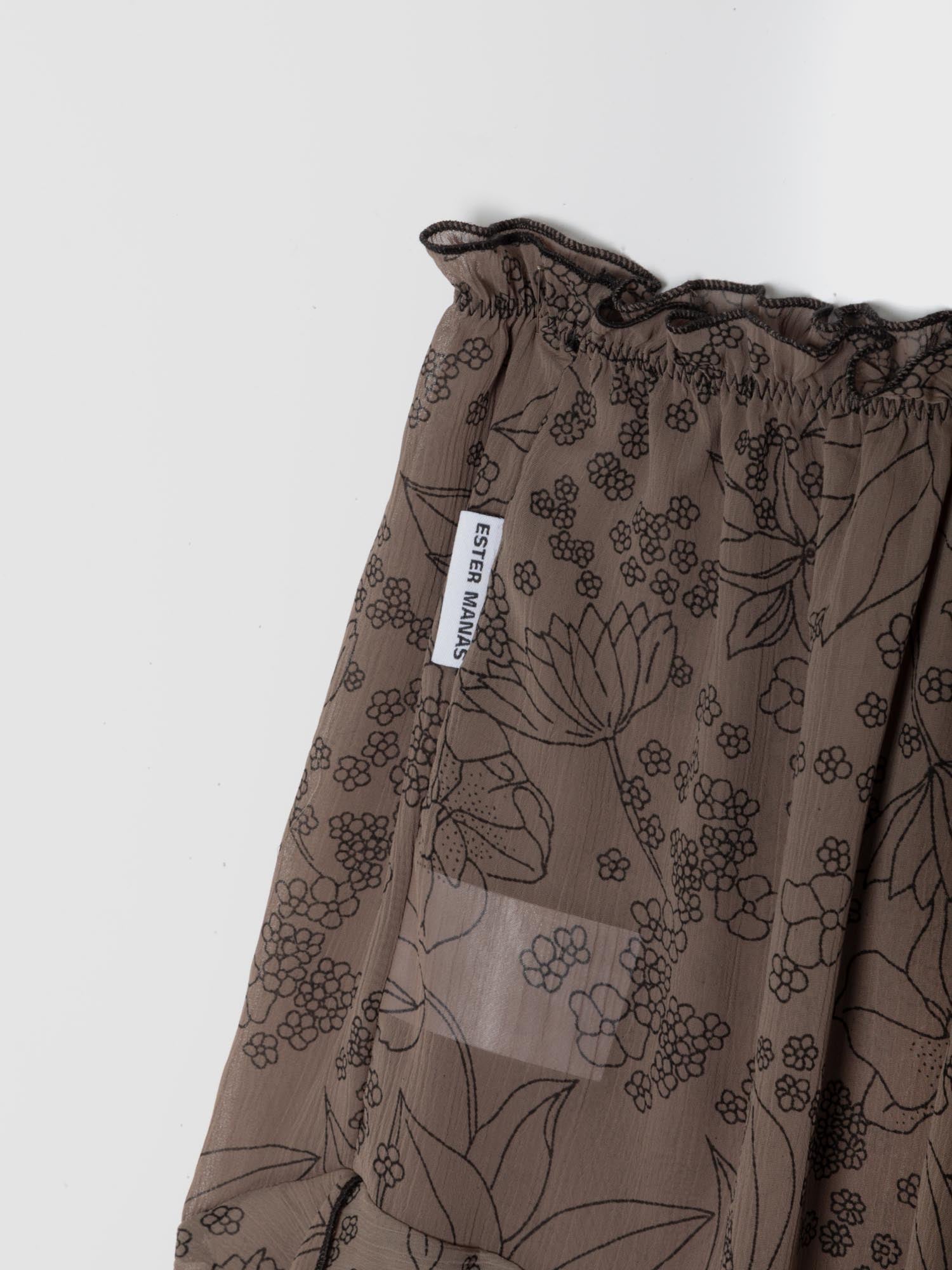 Ester Manas Taupe Floral Asymmetric Skirt jupe marron