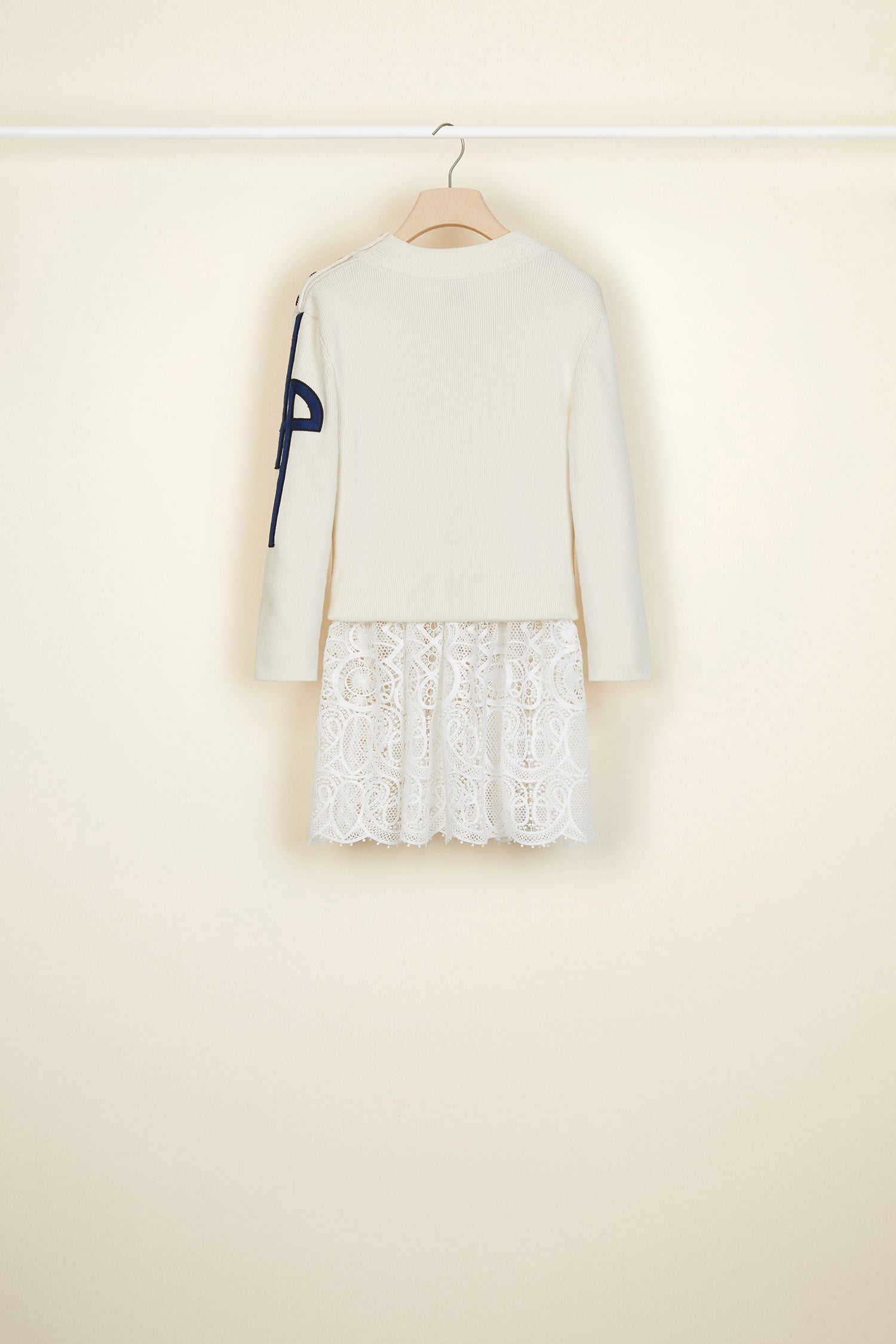 Patou P20KN015 pull coton guipure crème S
