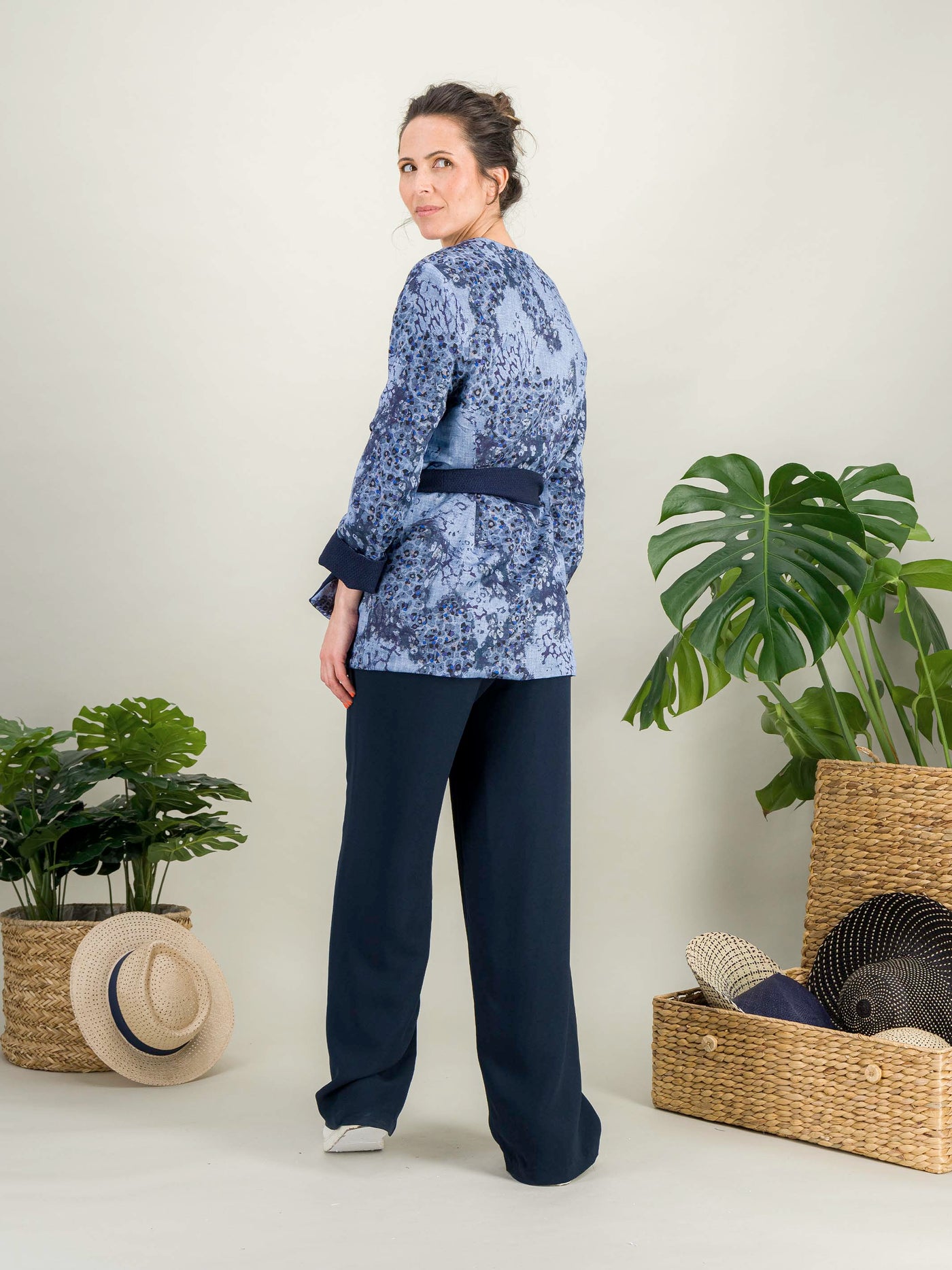 Anahide Saint André Hana veste kimono réversible laine lin
