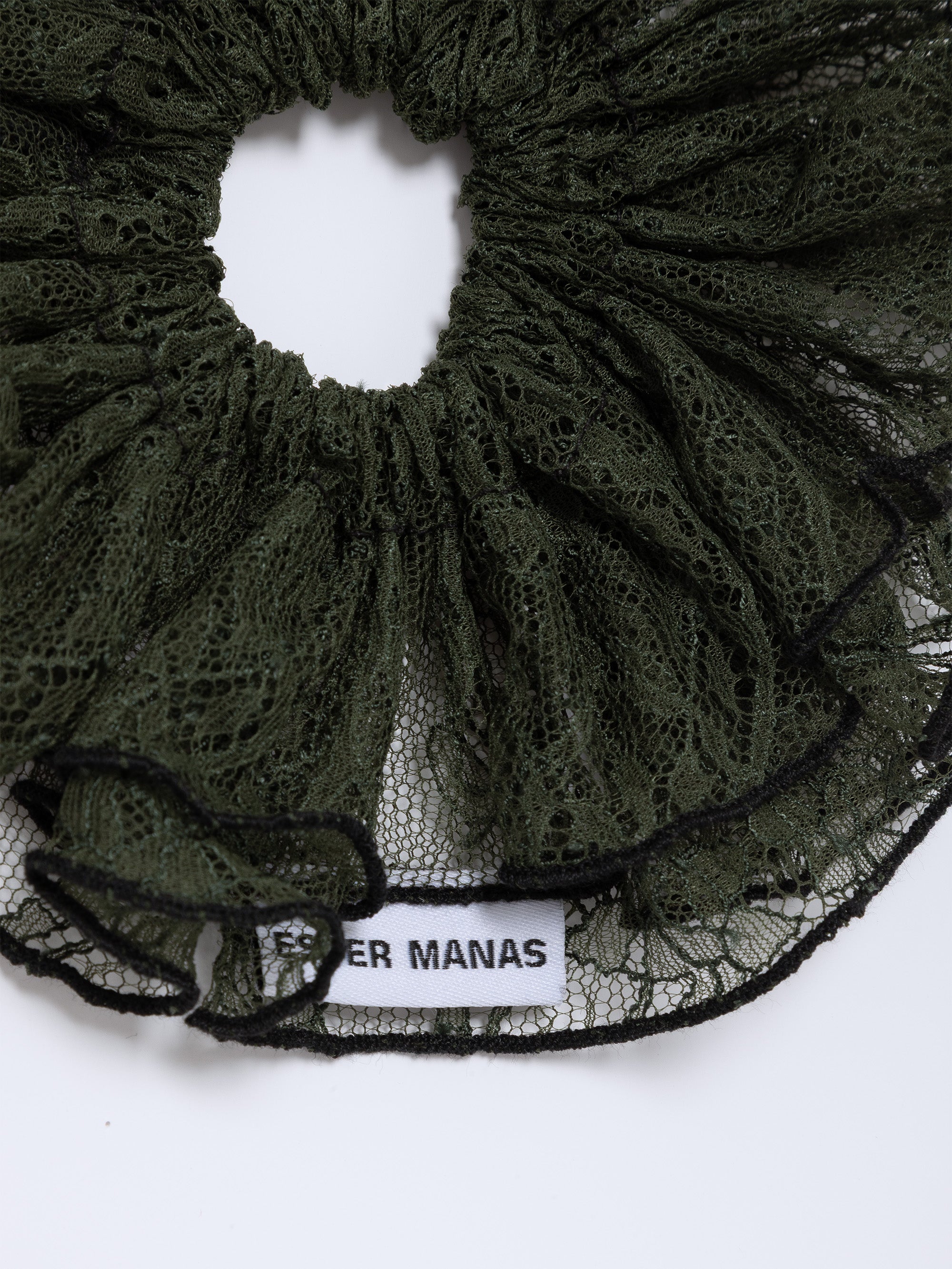 Ester Manas Scrunchies Olive Ruffled Chouchou dentelle olive