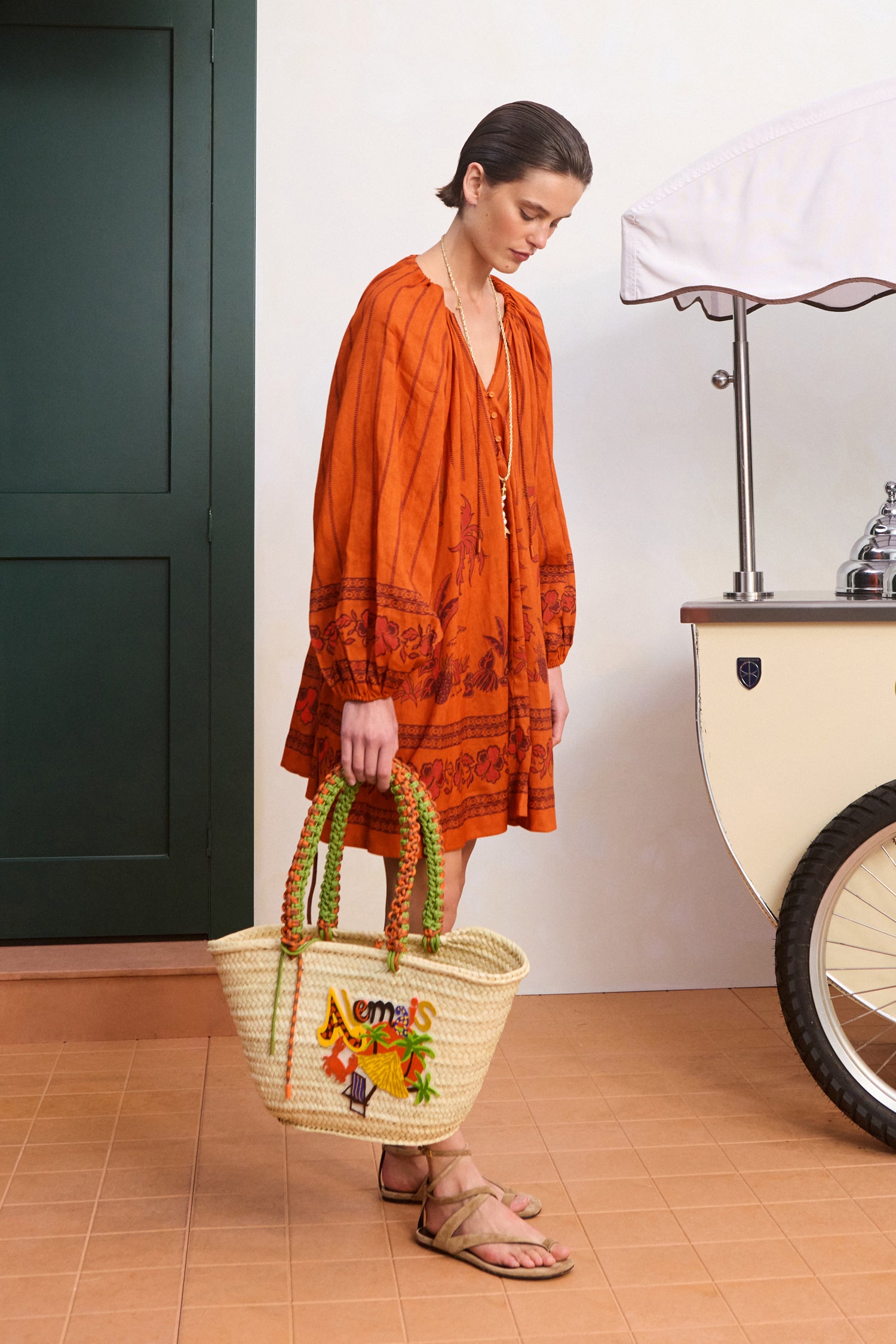 Alemais Boathouse robe mini coton voile à liens