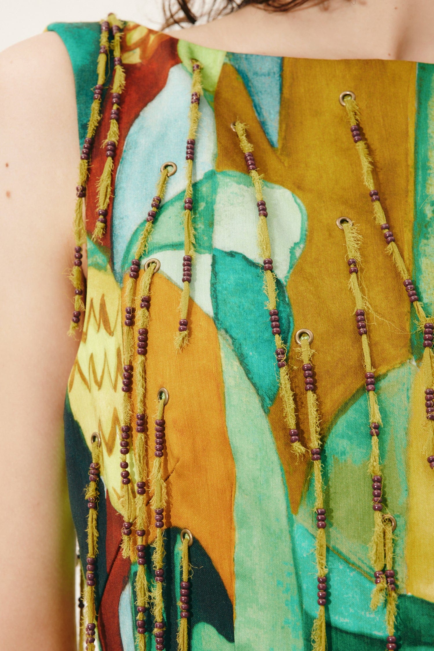 Alemäis Mokshini robe mini à franges imprimé jungle