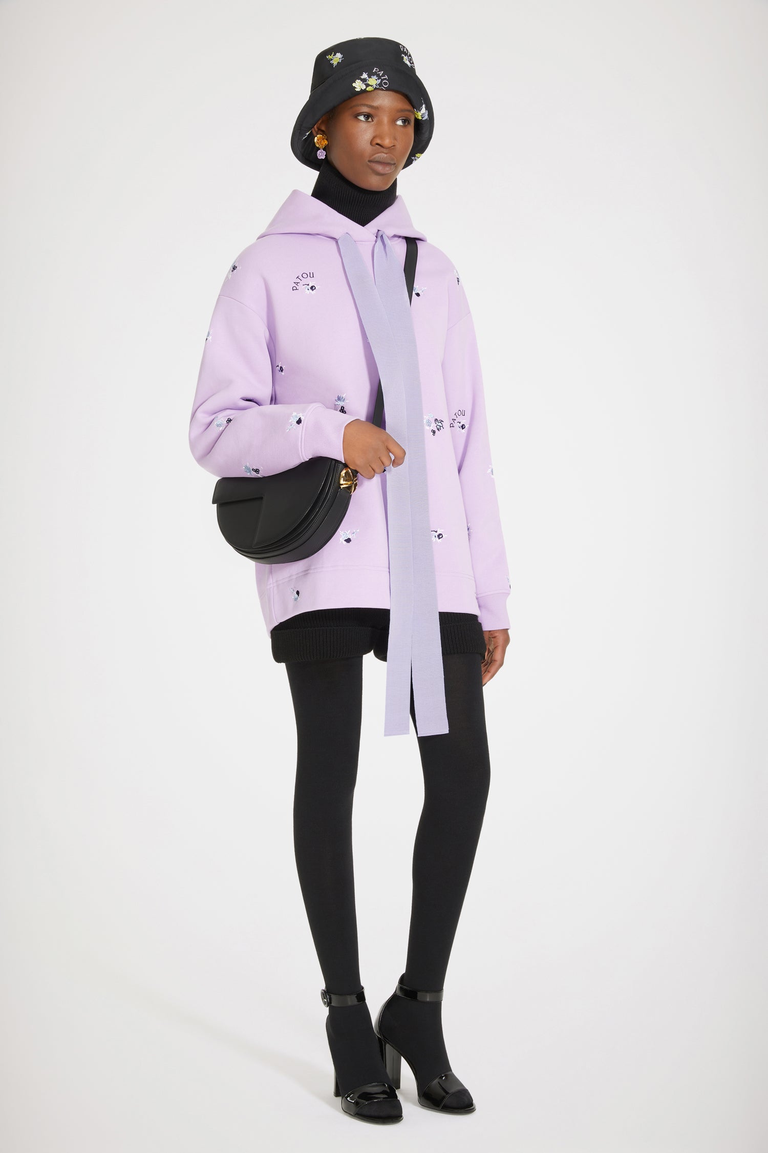 Patou sweat hoodie coton bio lilas brodé oversize