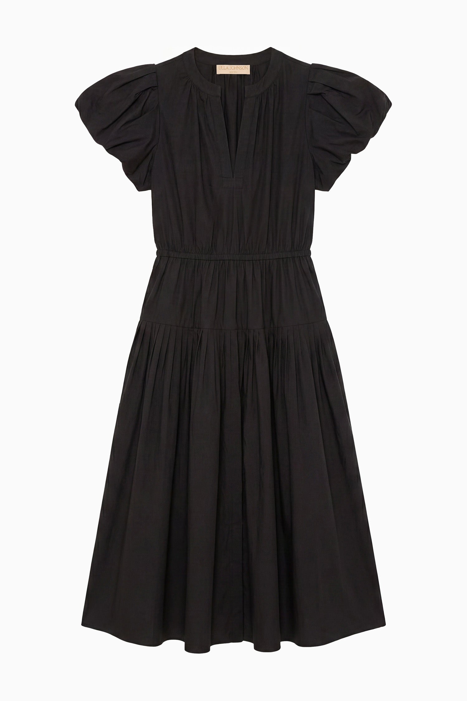 Ulla Johnson Marin robe midi noire Noir popeline coton