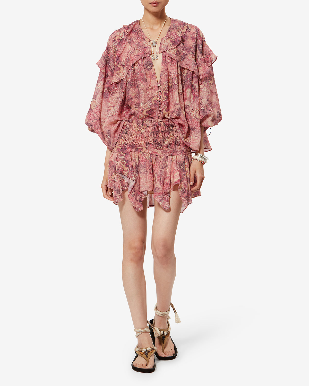 Isabel Marant Charis HT0908FA blouse soie rose imprimé