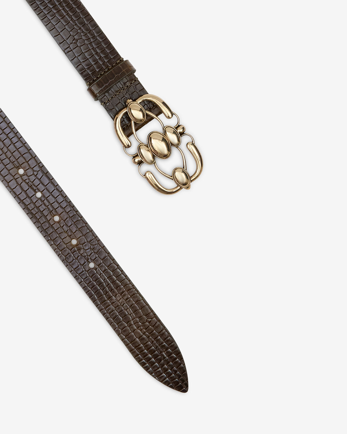 Isabel Marant Mirko ceinture cuir kaki boucle bijou 4 cm