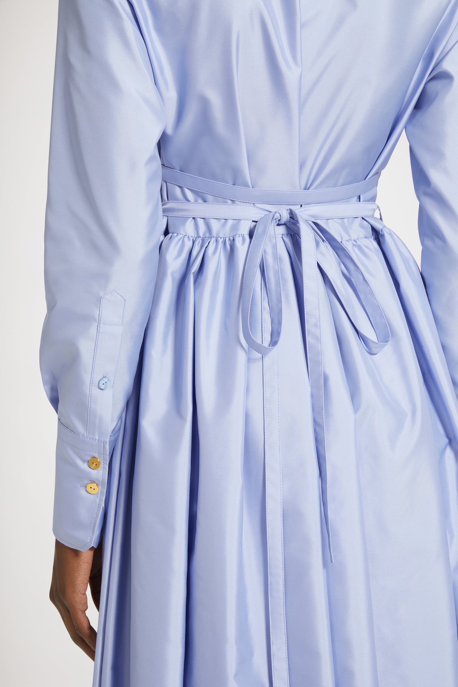 Patou robe chemise midi satin Alaska Blue 38 ceinturée