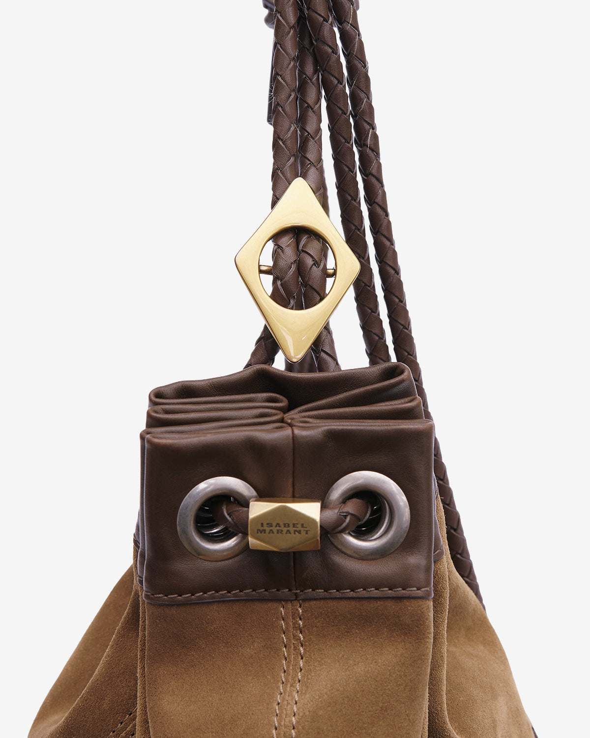 Isabel Marant Maia Large sac demi-lune cuir taupe