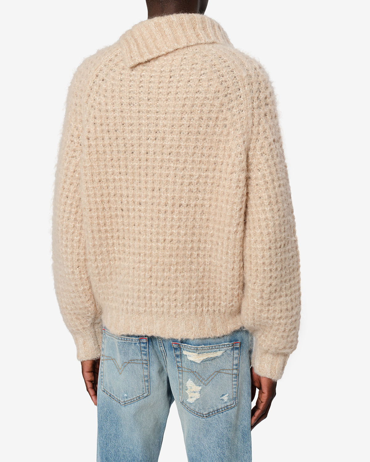 Isabel Marant Lyas PU1003 pull beige alpaga mohair col montant