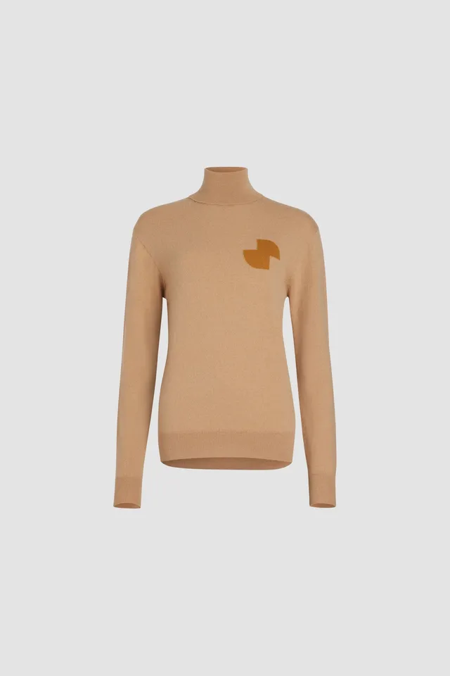 Patou JP KN183 pull col roulé beige Biscuit